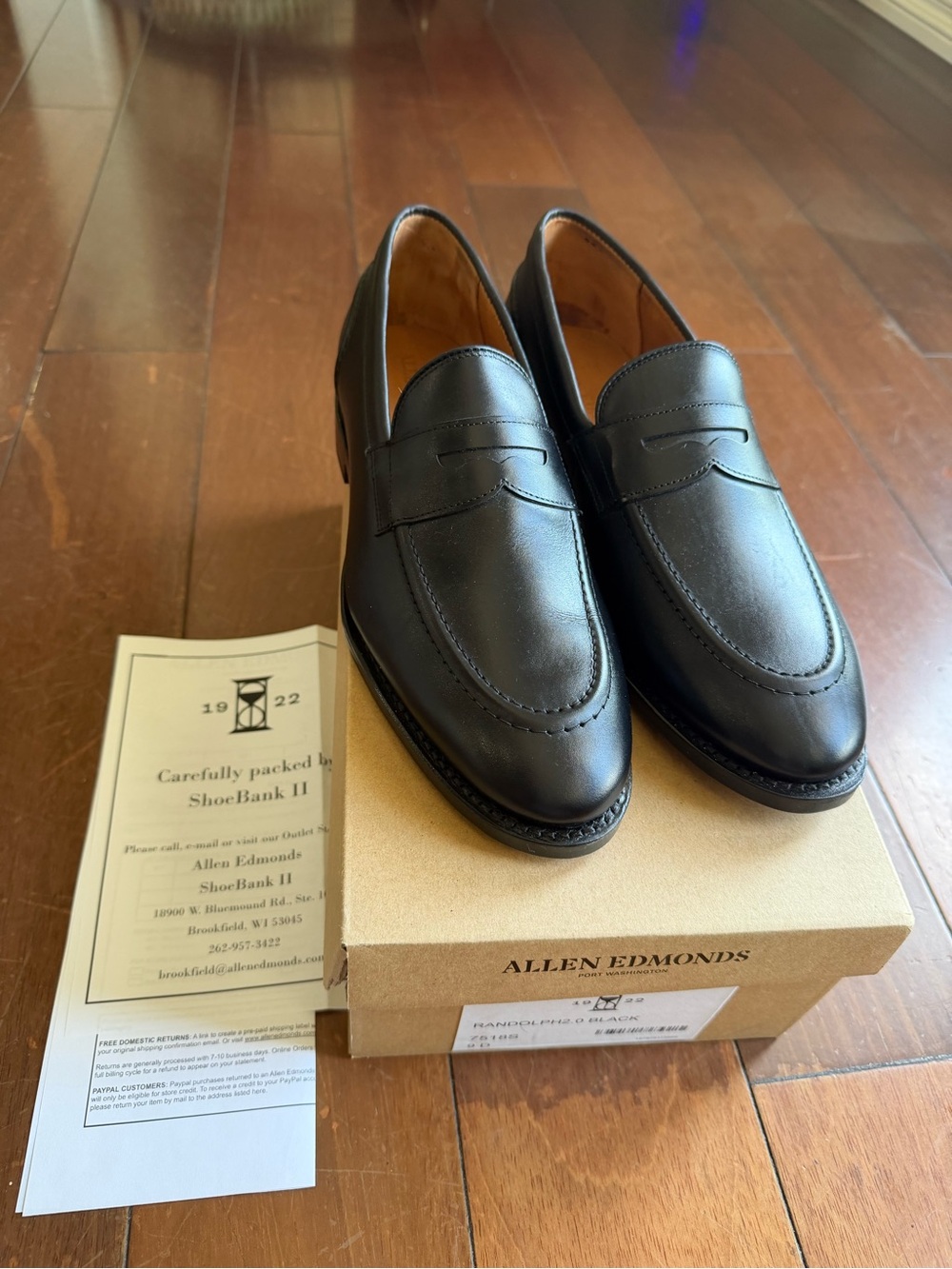Brand New: Allen Edmonds RANDOLPH 2.0 Black Size 9D Loafers